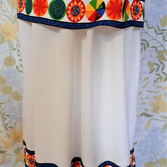 Vintage 1980s Lori Ann Sleeveless Midi Dress Mystical Symbols S 10 - Picture 7 of 13